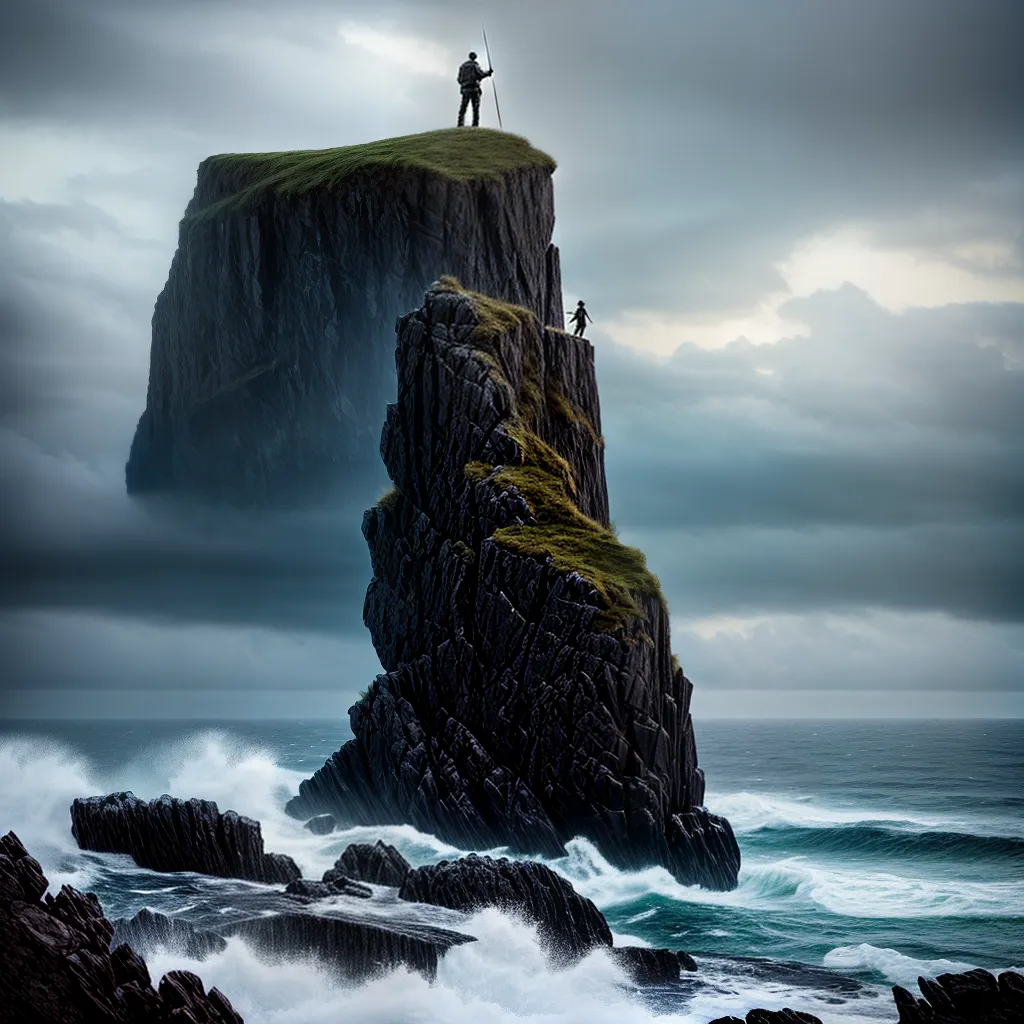 Fotos guerreiro fe penhasco mar temporal