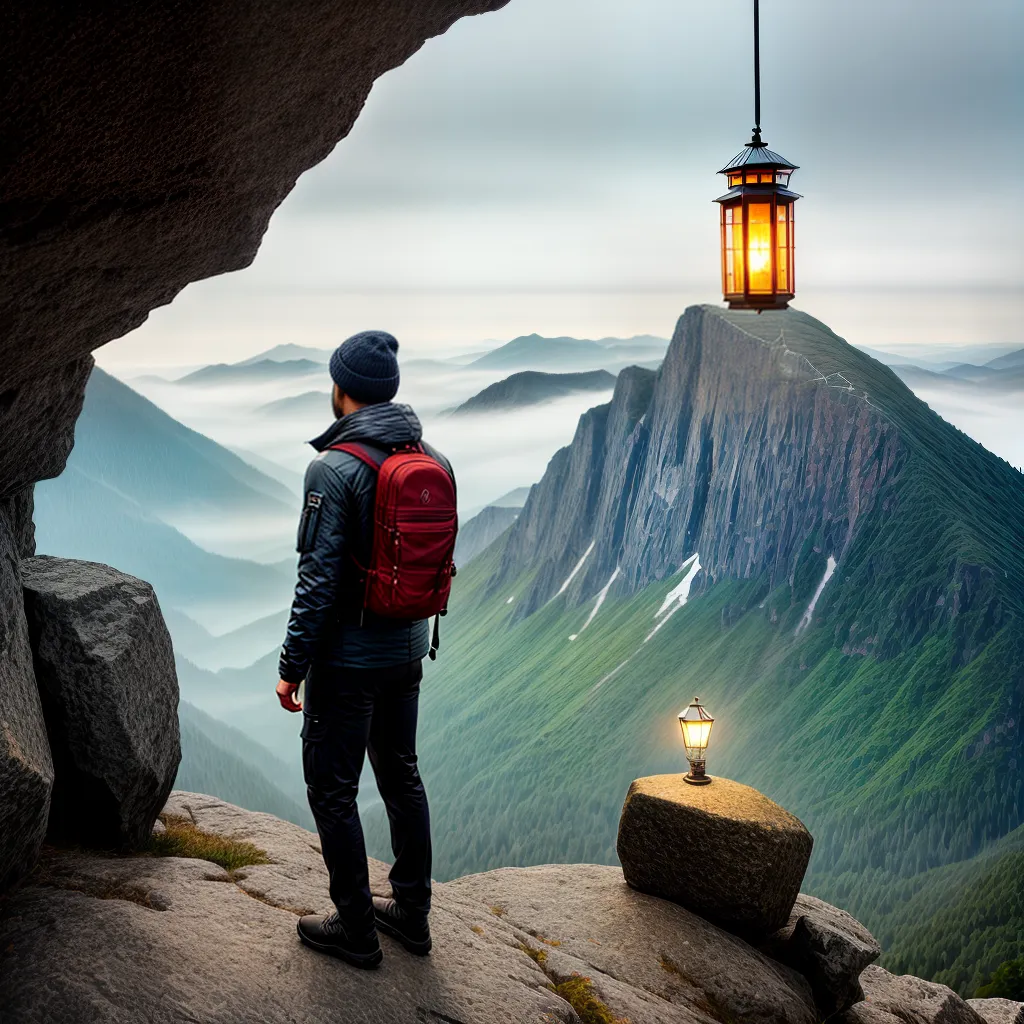 Fotos guia lanterna montanha jornada