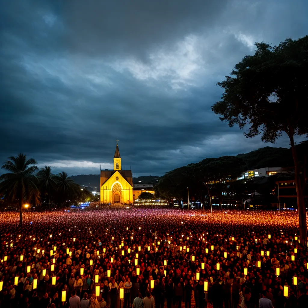Fotos igreja neon milagres multidao