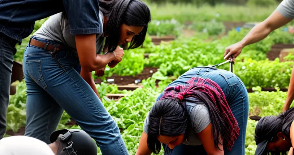 Fotos jardim comunitario trabalho grupo