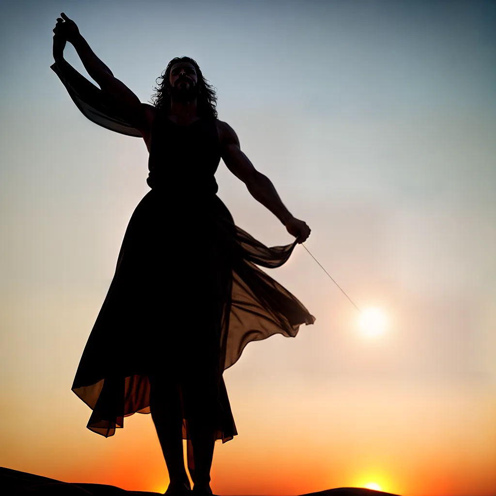 Fotos jesus silhueta por do sol multidao