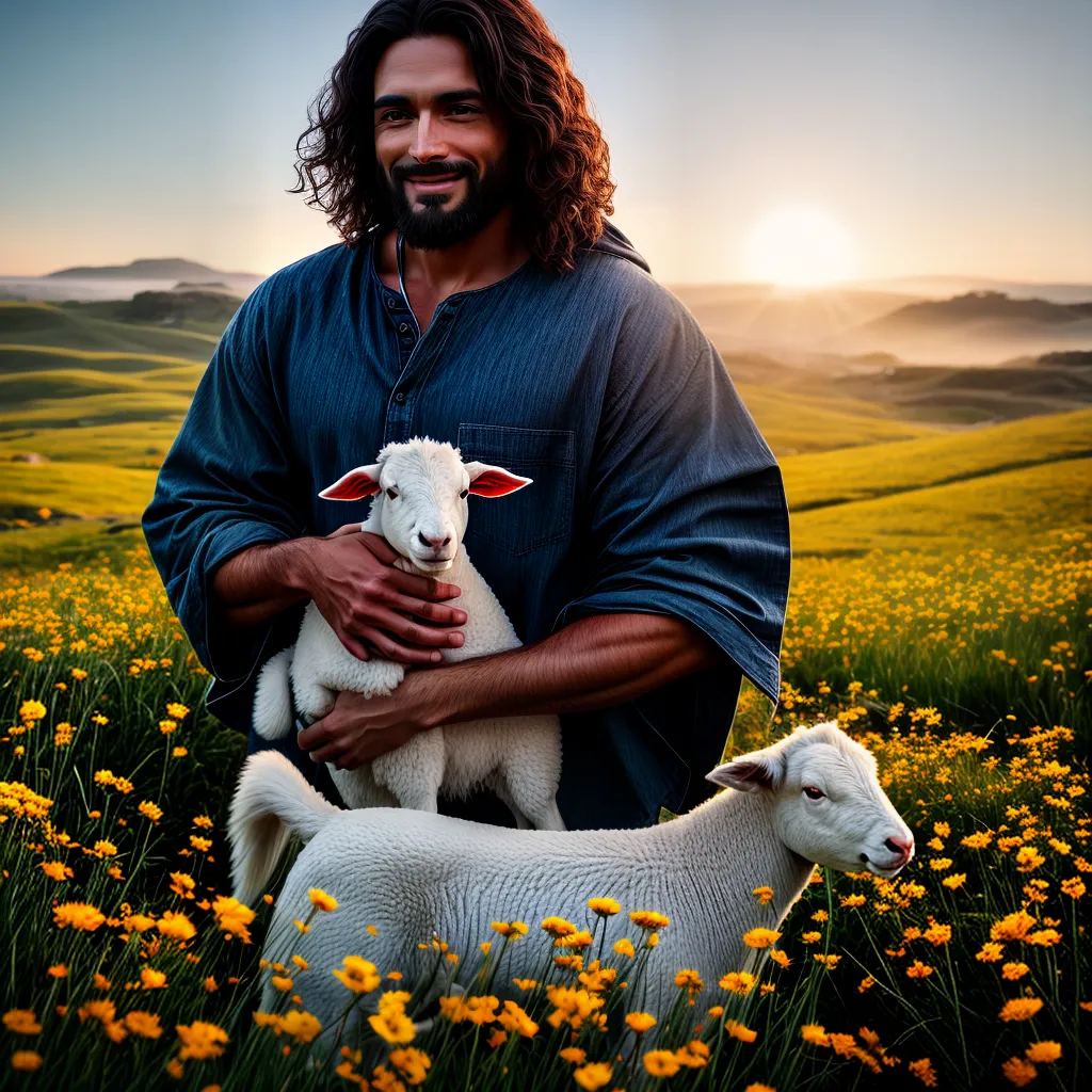 Fotos jesus sorriso criancas ovelha colina flor