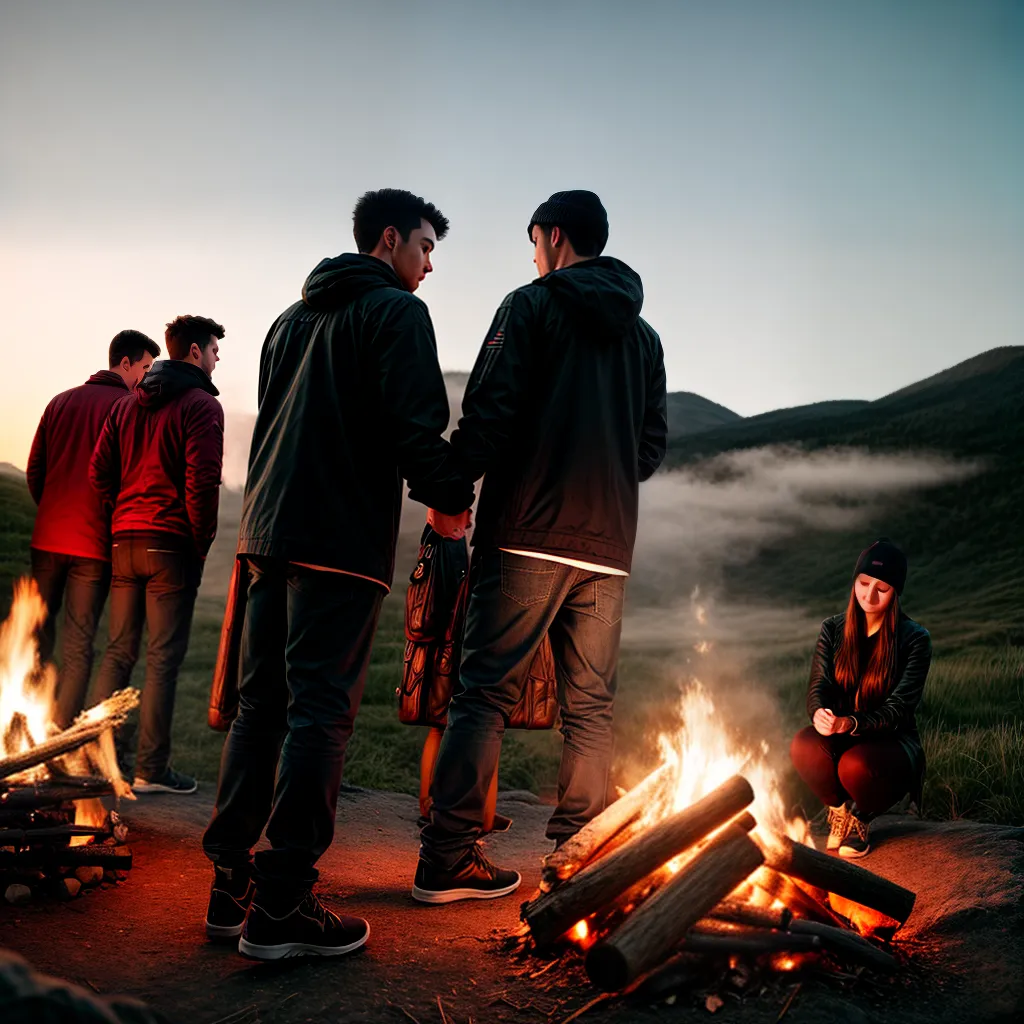 Fotos jovens orando fogueira comunidade fe