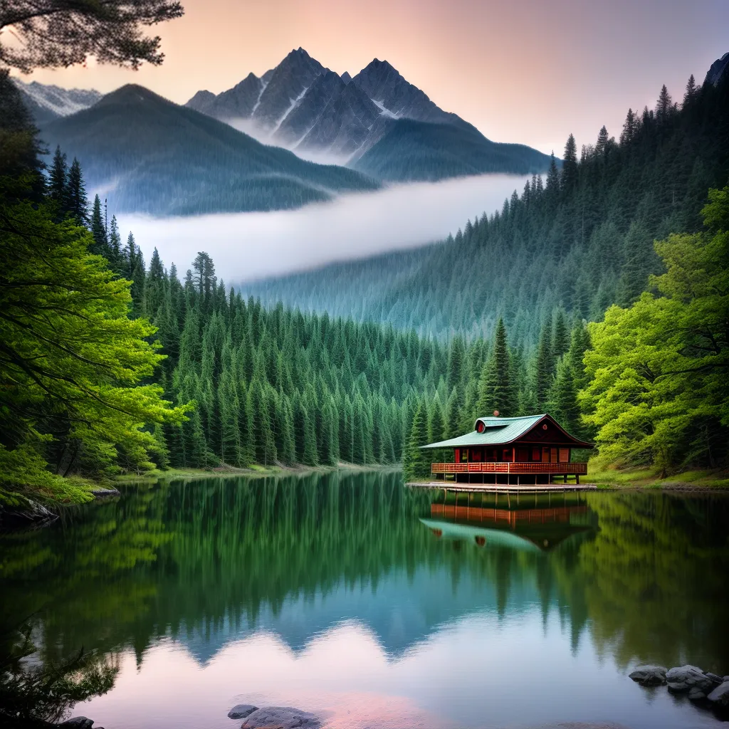 Fotos lago cabana natureza reflexao paz