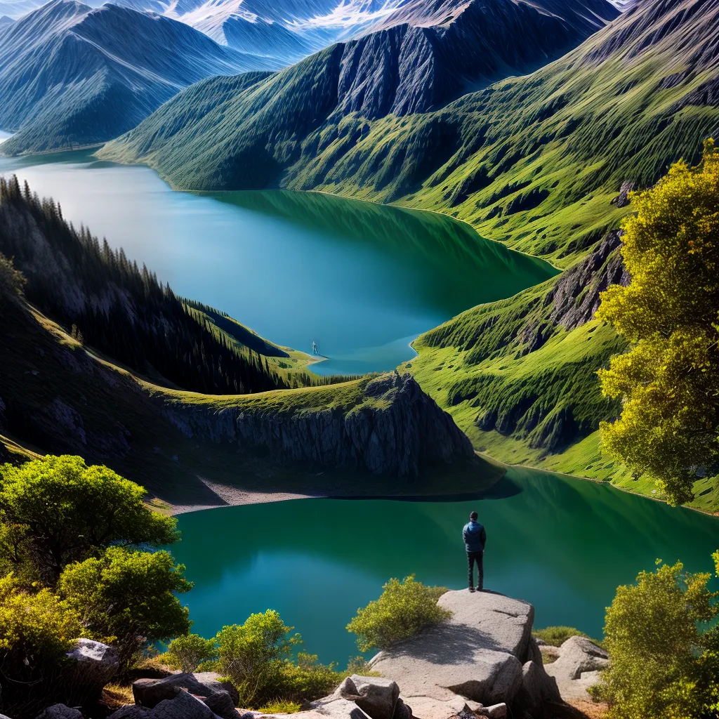 Fotos lago montanhas pessoa reflexo confianca