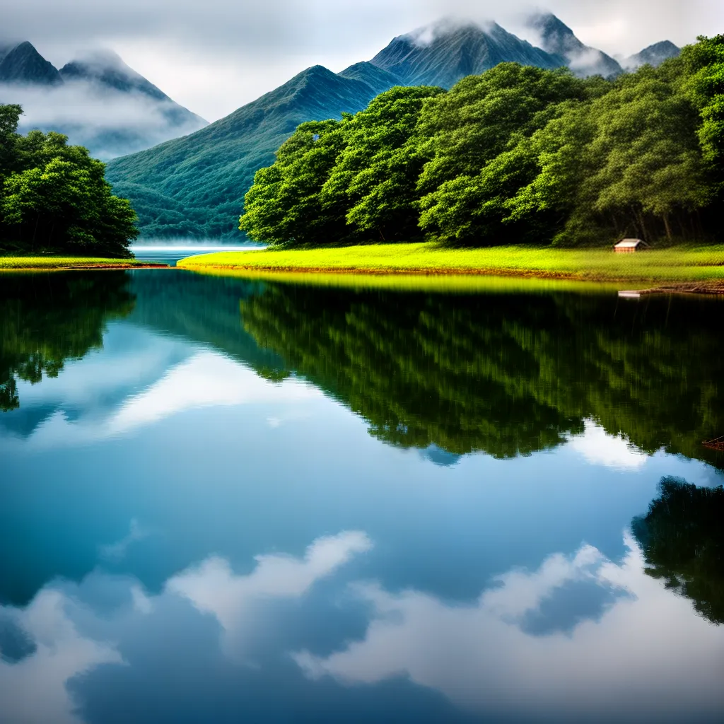 Fotos lago montanhas reflexo natureza pureza