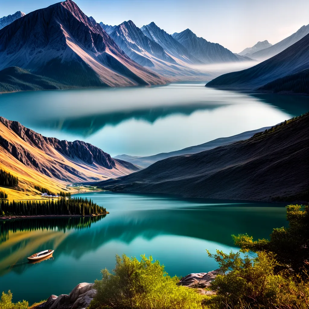 Fotos lago montanhas reflexo paz 1