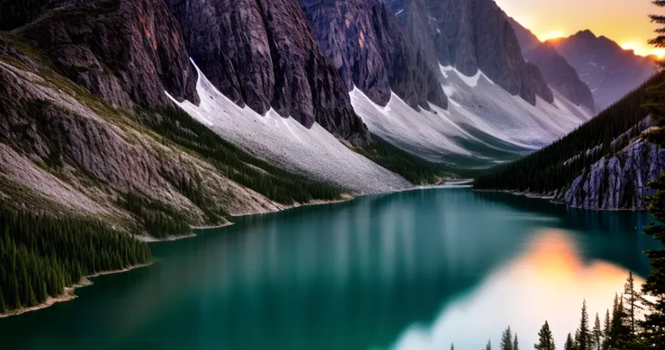 Fotos lago paz por do sol montanhas solidao