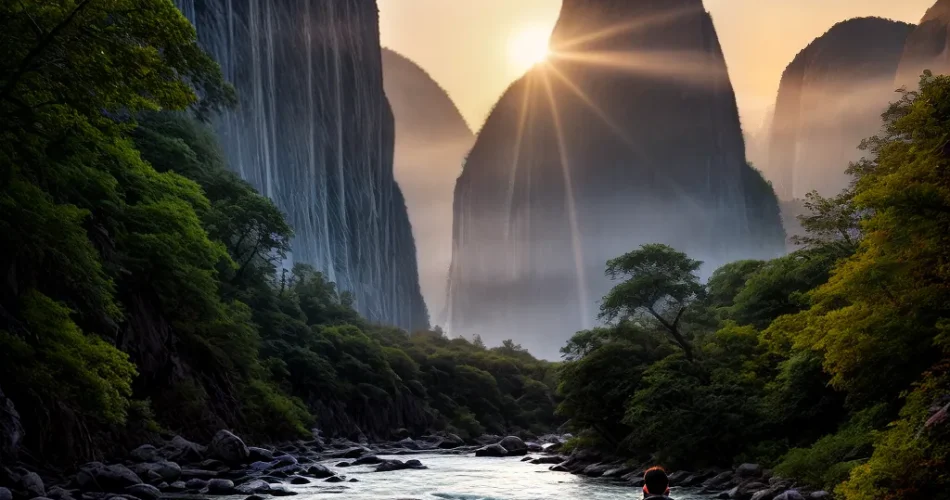 Fotos meditacao rio por do sol fe