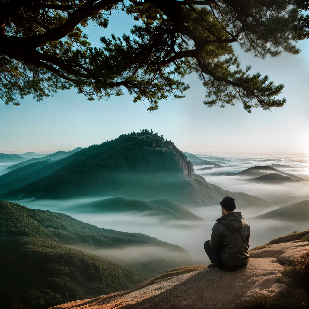 Fotos meditacao solitude montanha amanhecer