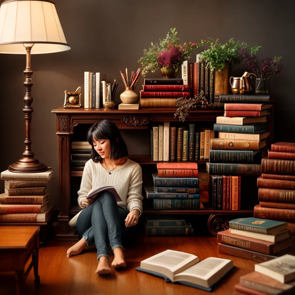 Fotos menina leitura livros coloridos