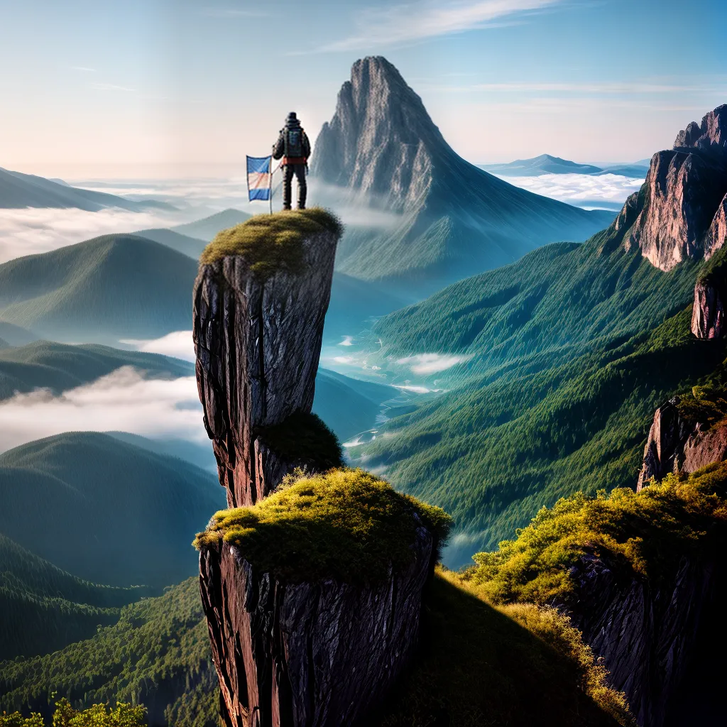 Fotos missao topo montanha bandeira