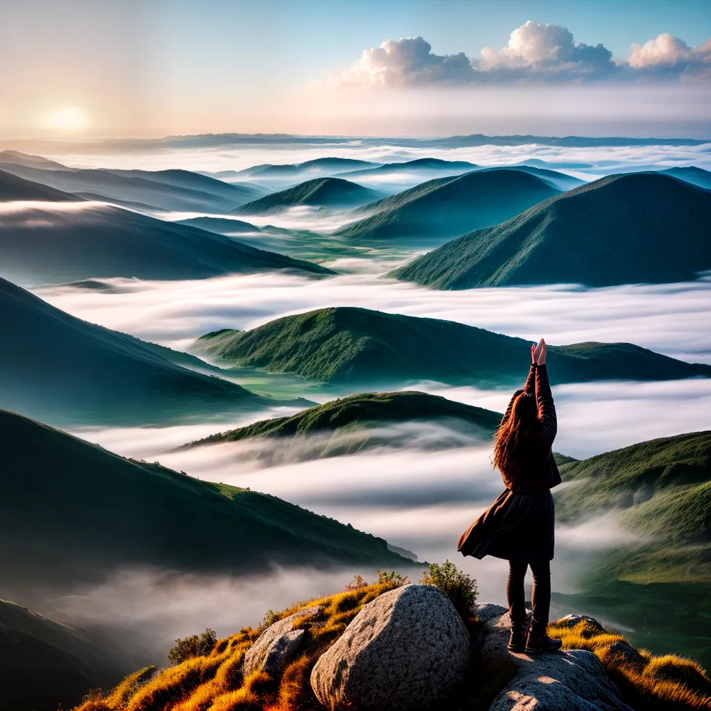 Fotos montanha sol brilhante celebracao