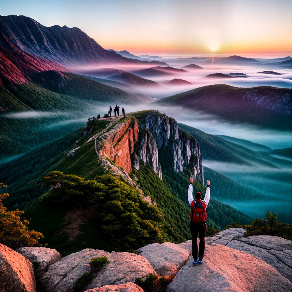 Fotos montanha sol nascente devocao