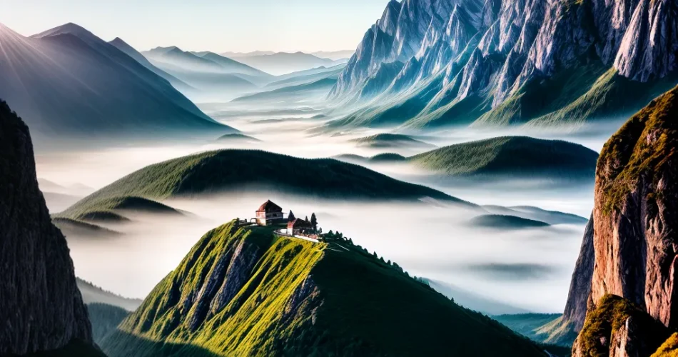 Fotos montanhas sol alvorecer vila amor