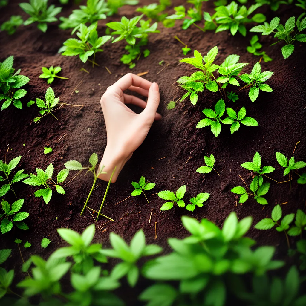Fotos muda germinando maos cuidado