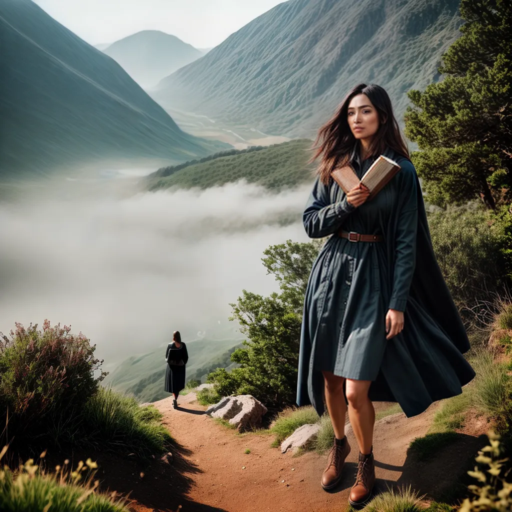 Fotos mulher biblia montanha vento determinada