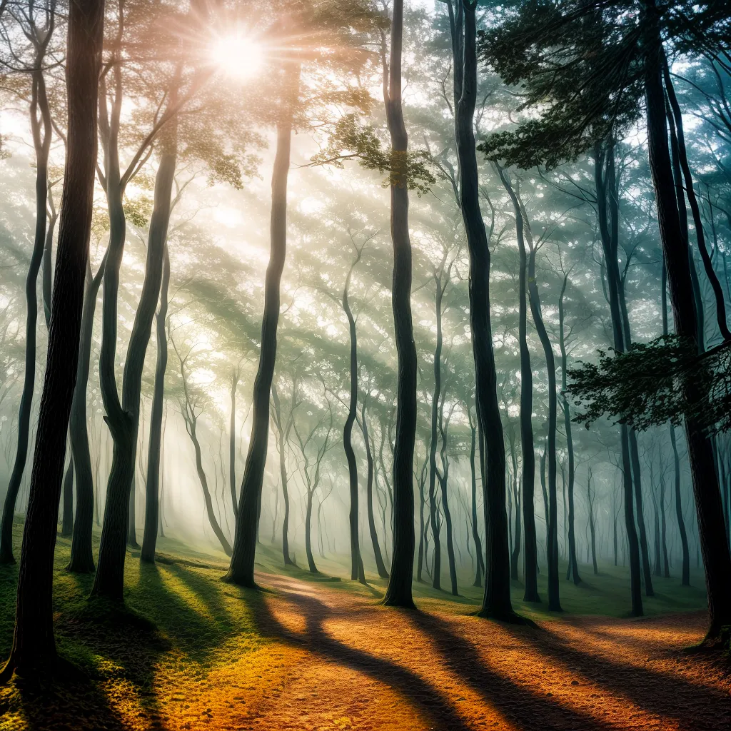 Fotos nascer sol floresta nevoa esperanca