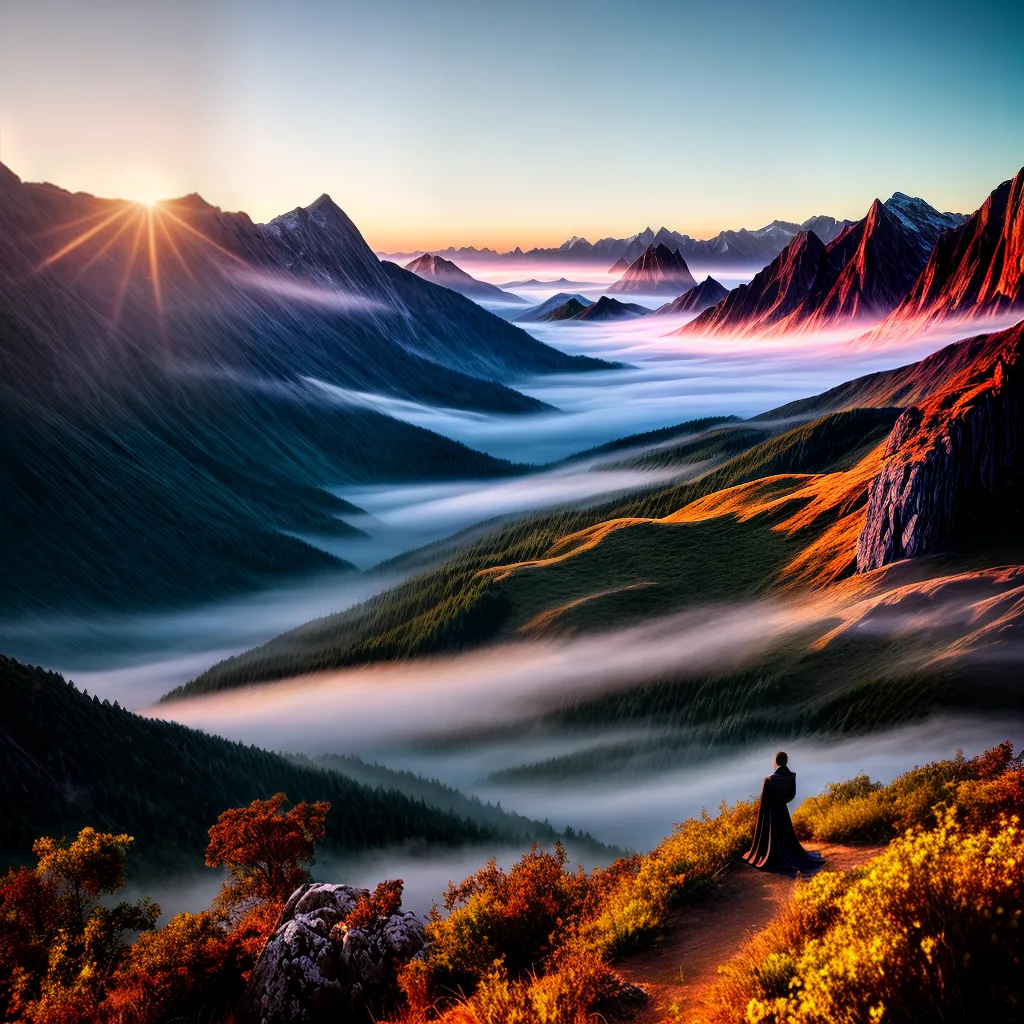 Fotos nascer sol montanha nevoeiro silhueta gratidao