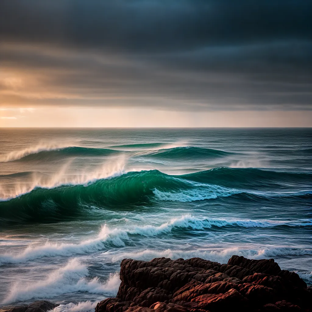 Fotos nascer sol oceano tempestade esperanca