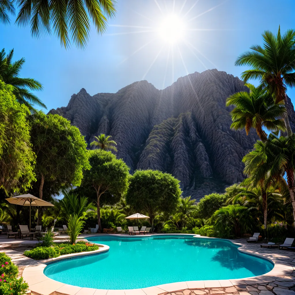 Fotos oasis palmeira deserto agua flor