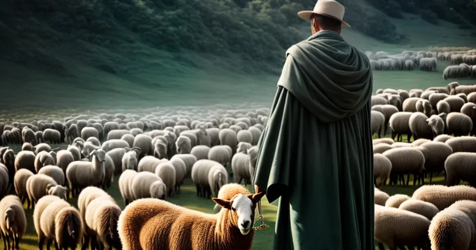 Fotos pastor guia rebanho pastagem