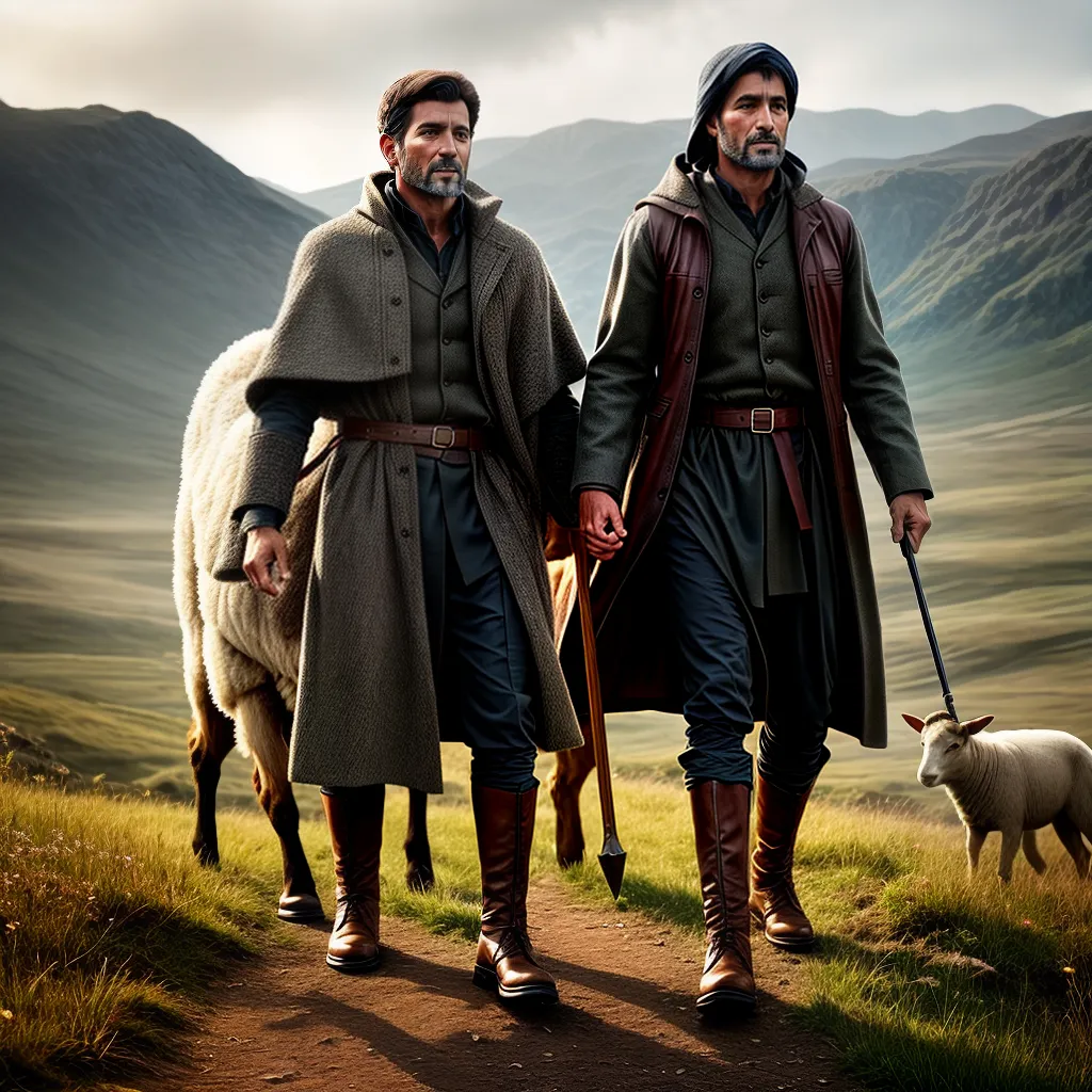 Fotos pastor guiando rebanho campo 1