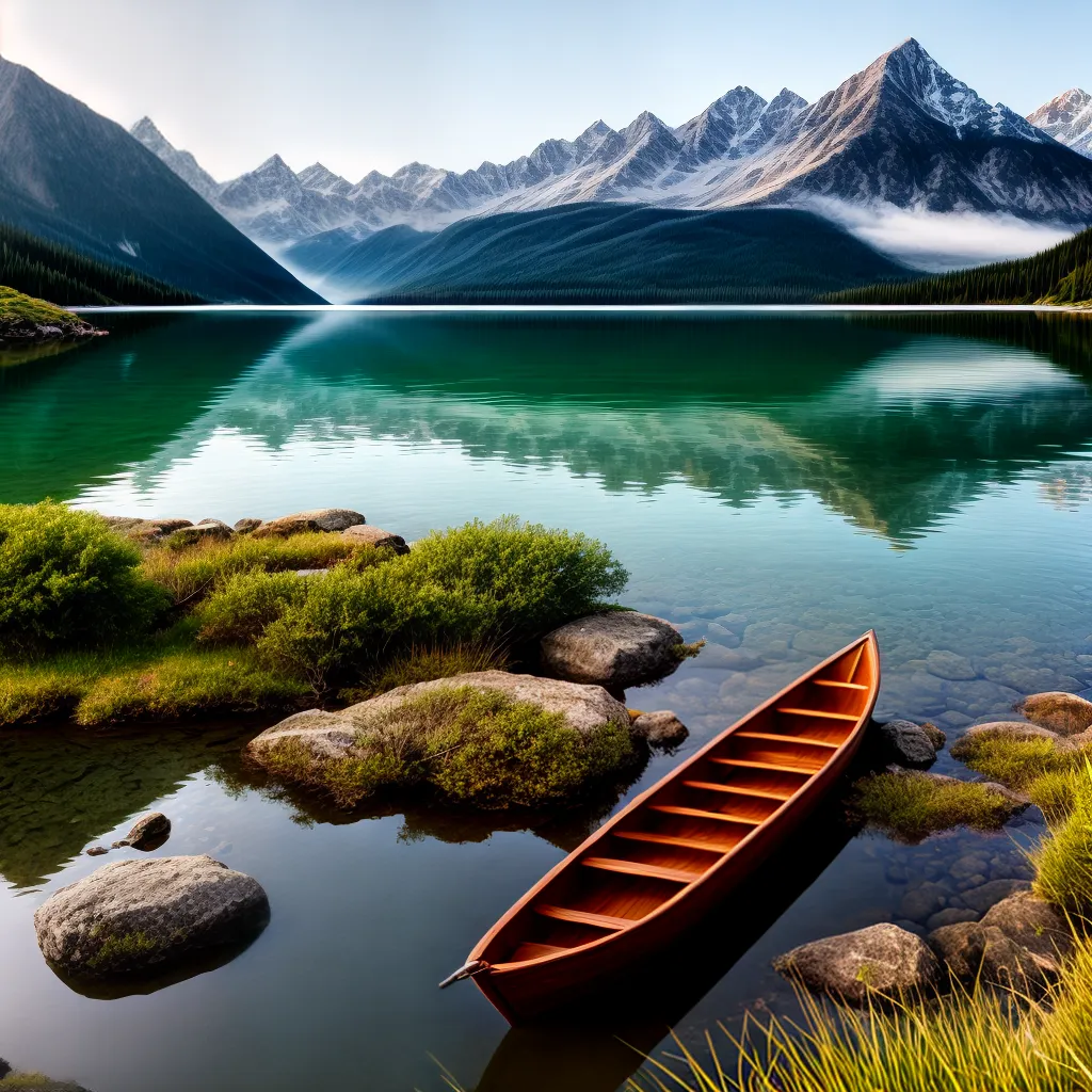 Fotos paz lago montanhas barco