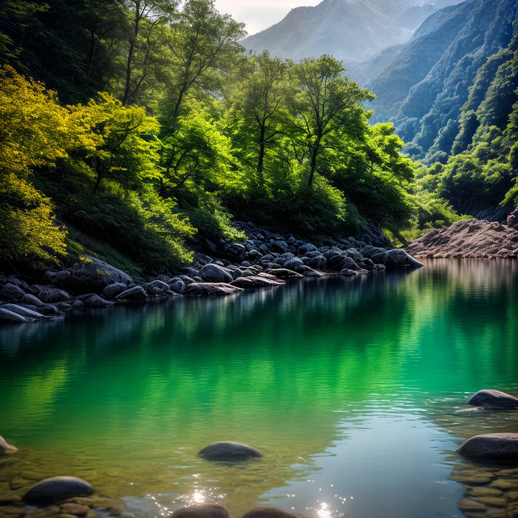 Fotos paz lago montanhas por do sol 1