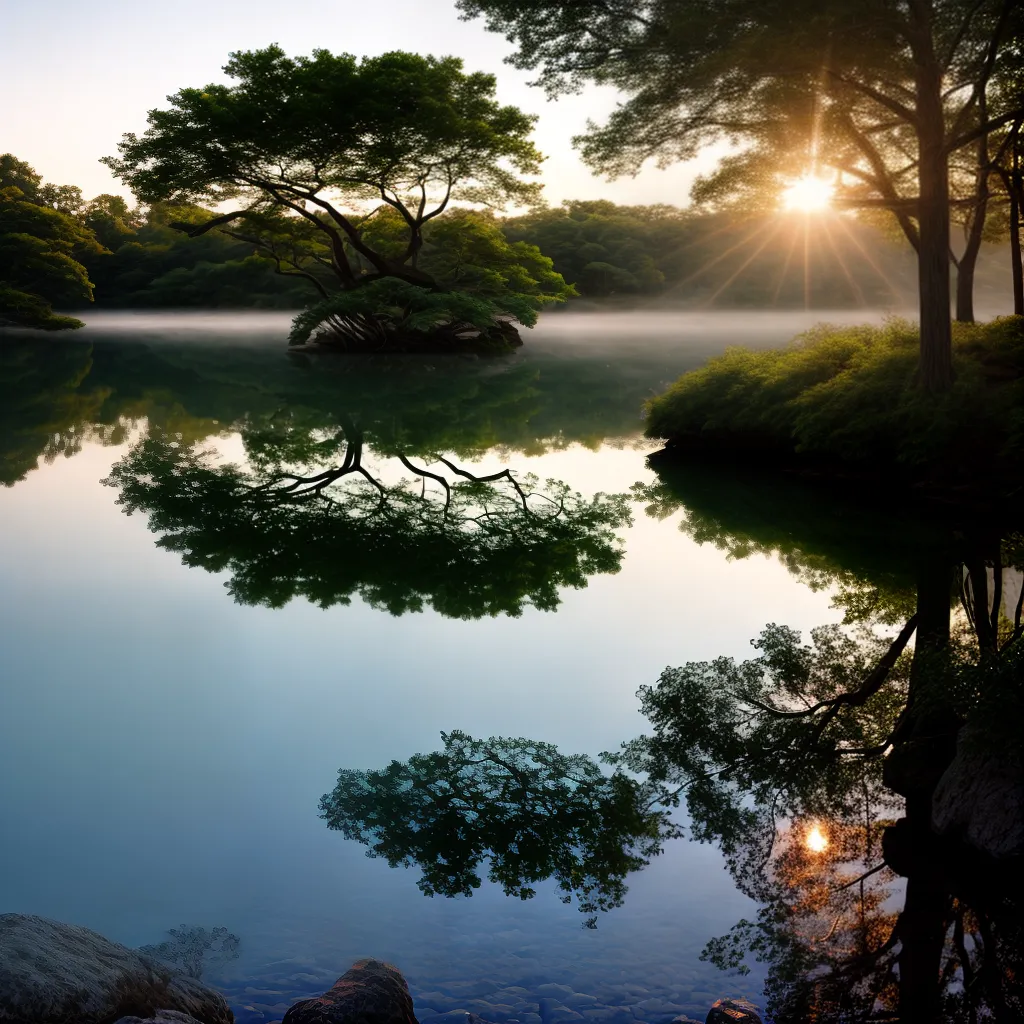 Fotos paz lago por do sol arvores god