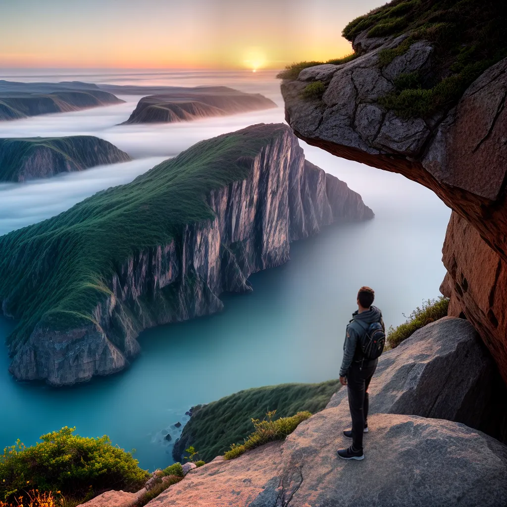 Fotos paz por do sol oceano cliff