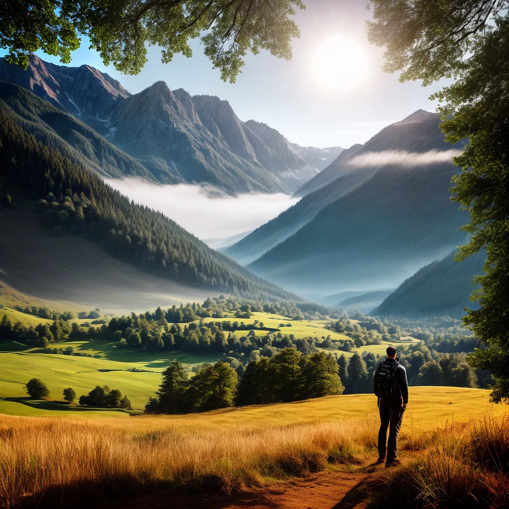 Fotos pessoa oracao campo montanhas sol