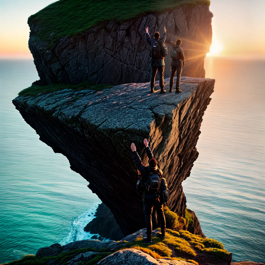 Fotos pessoa penhasco mar por do sol fe 1