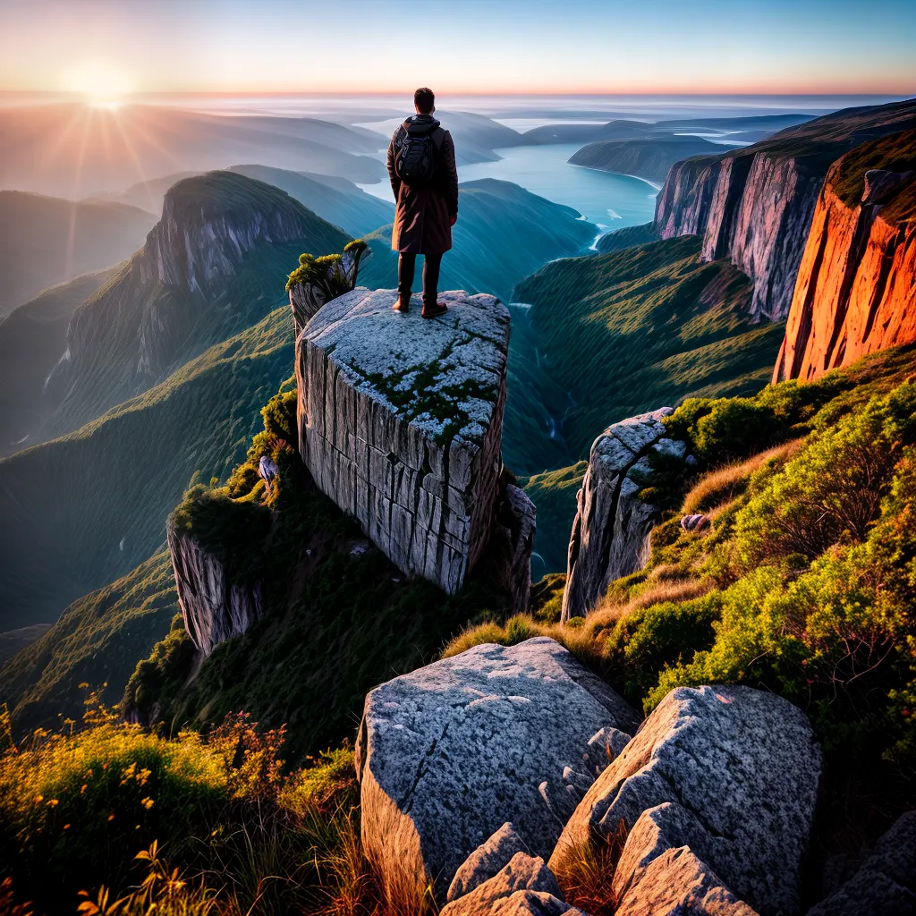 Fotos pessoa penhasco por do sol worship