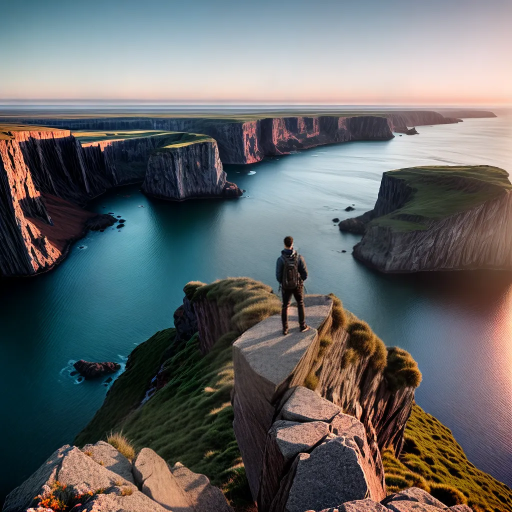 Fotos pessoa por do sol cliff confianca 1