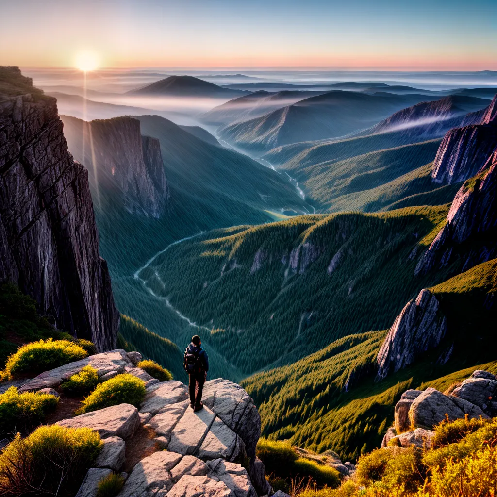 Fotos pessoa por do sol montanhas vista