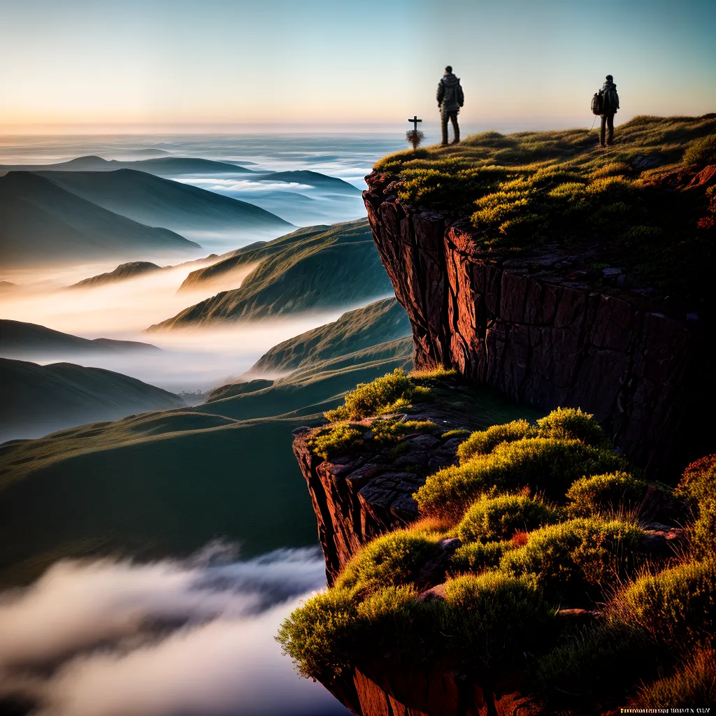 Fotos pessoa por do sol penhasco cruz 1