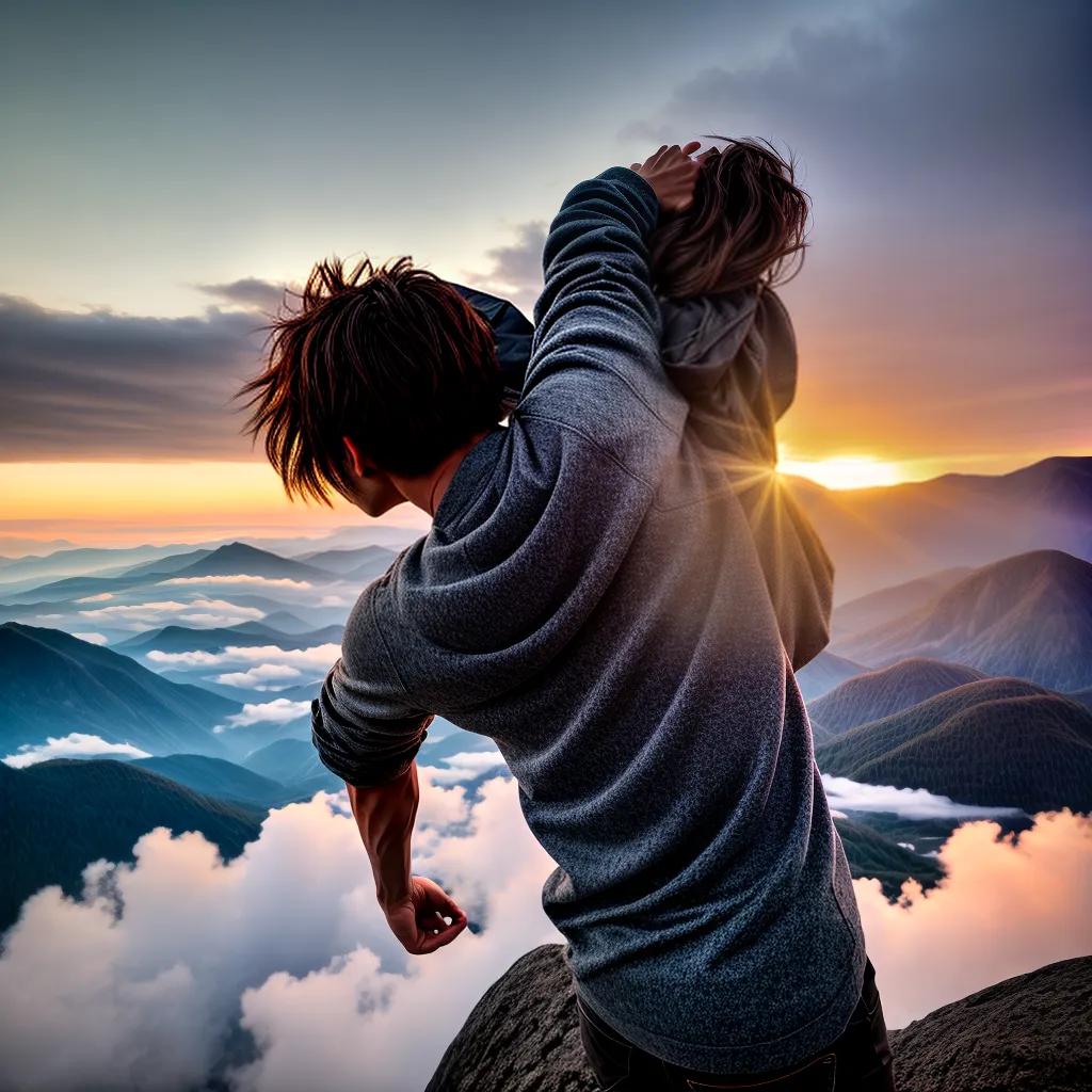 Fotos pessoa topo montanha poder evangelismo