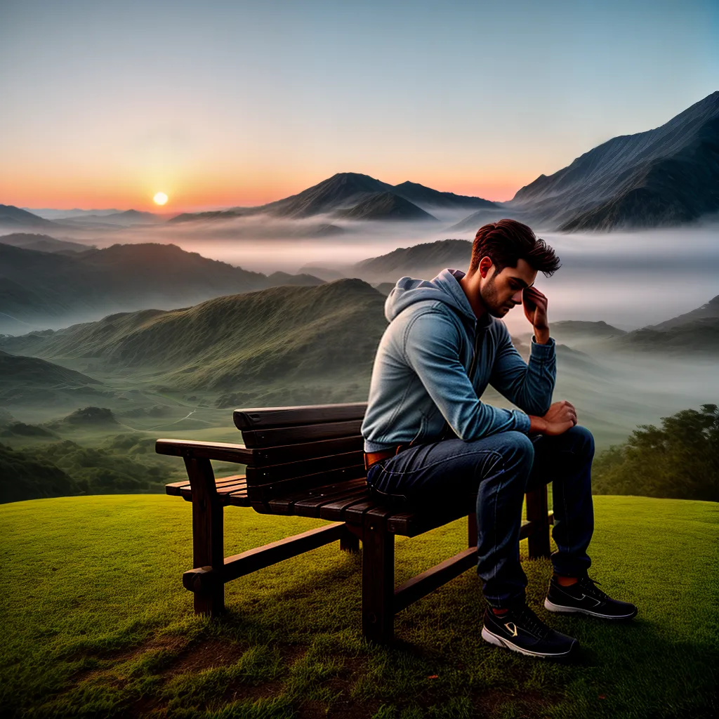 Fotos pessoa triste banco por do sol planta