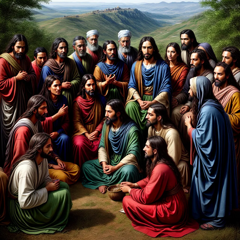 Fotos pintura jesus ensinando discipulos diversidade