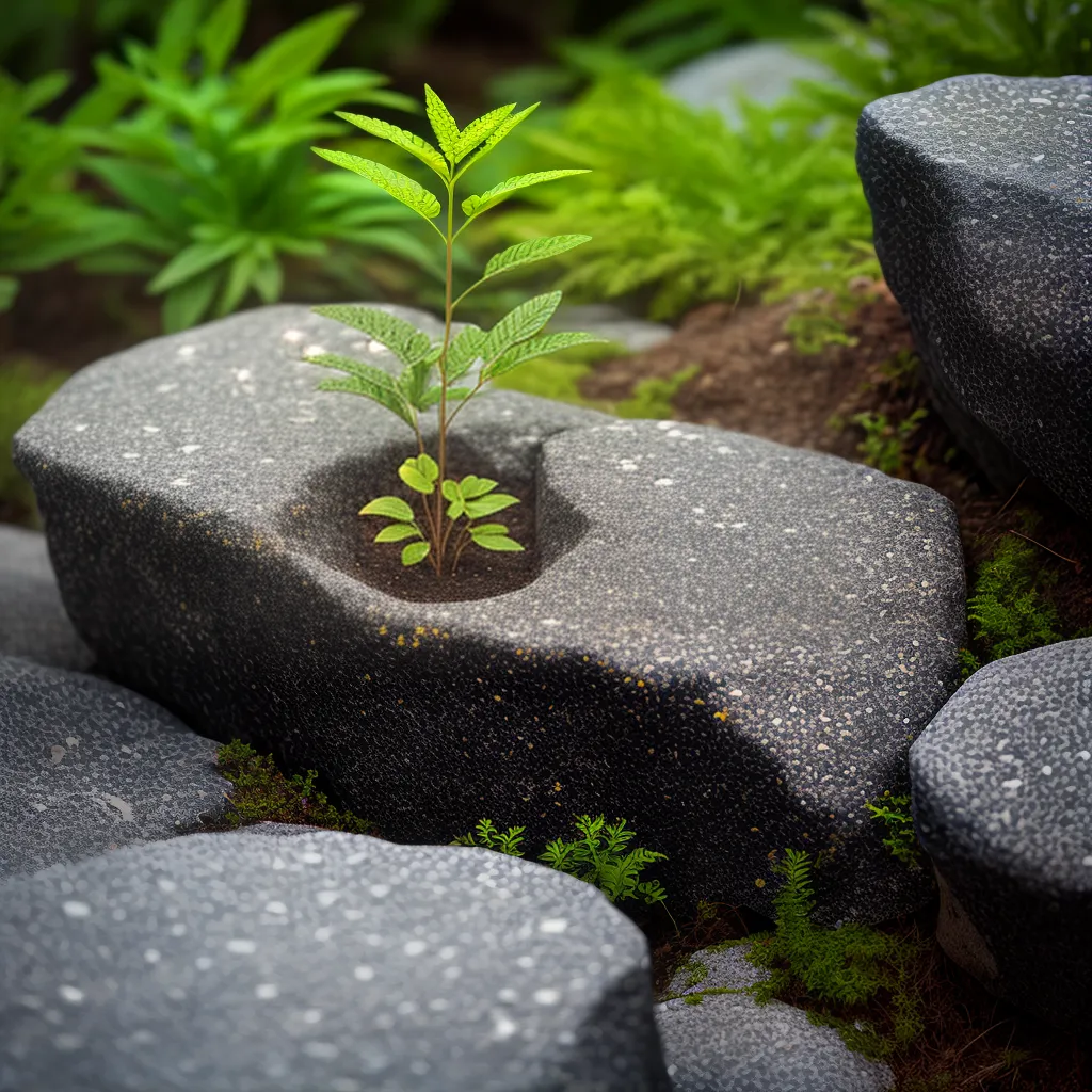 Fotos planta florescer meio pedras fe