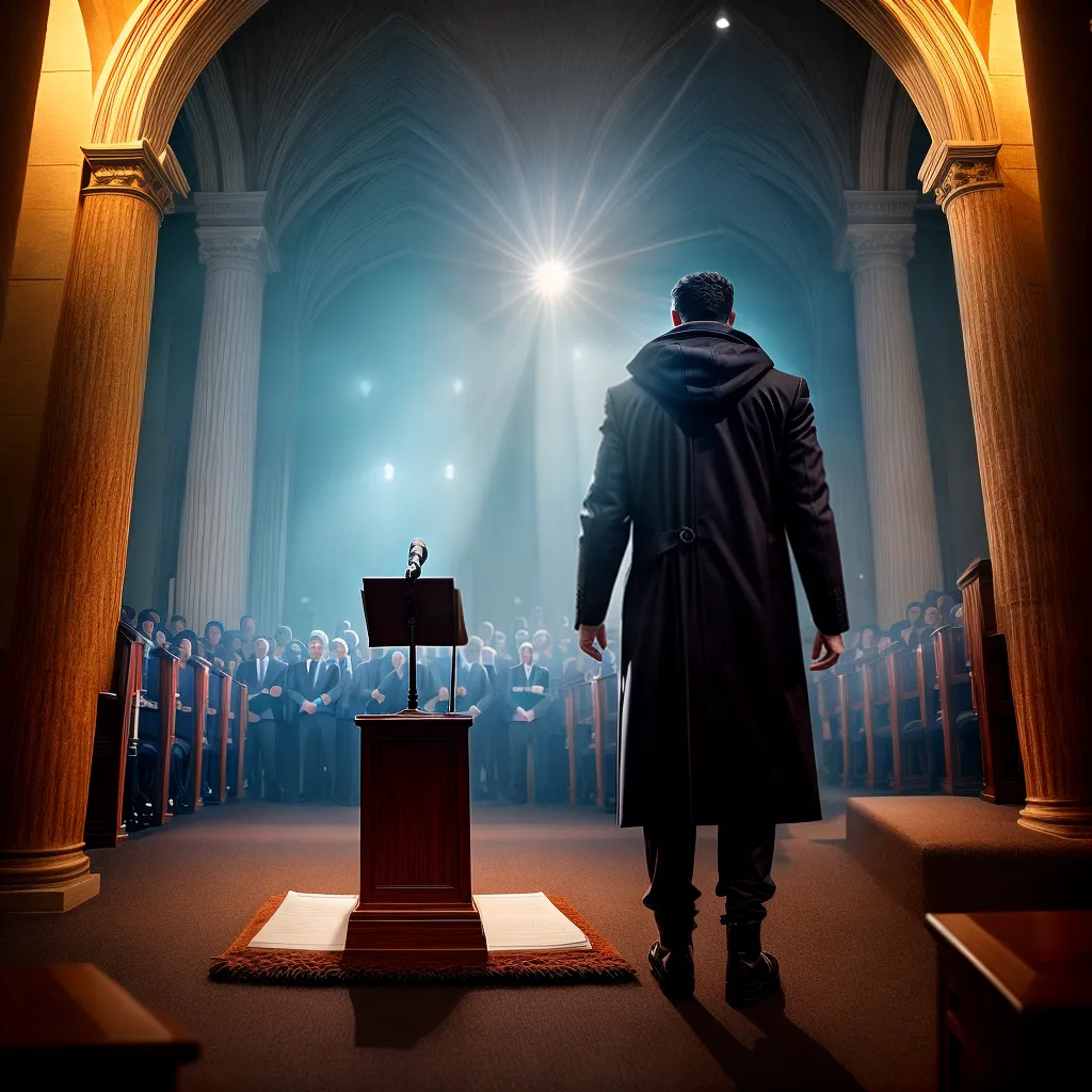 Fotos pregador podio multidao oracao