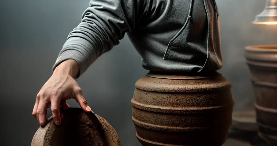 Fotos roda oleiro moldando vaso discipulo