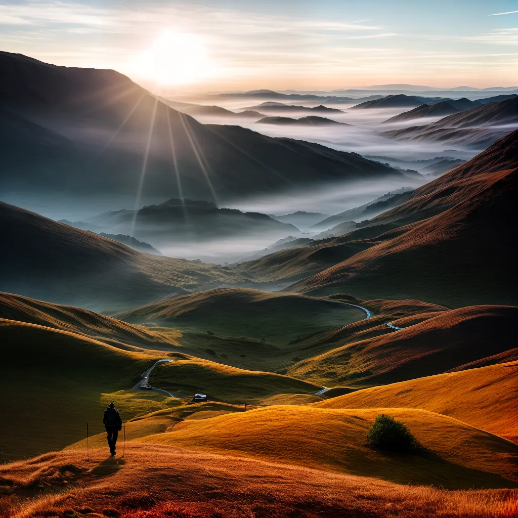 Fotos sol nascente nevoeiro caminhada promessa