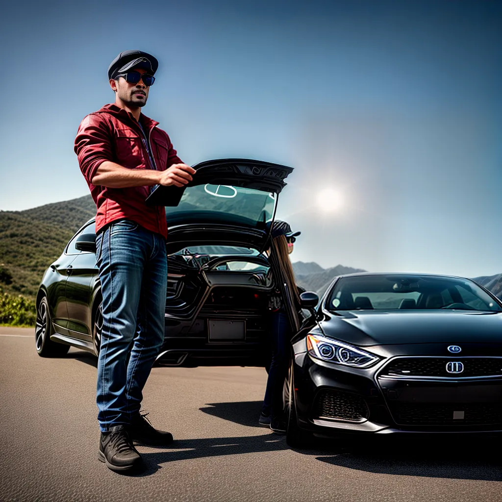 Fotos verificacao oleo carro viagem sol montanha