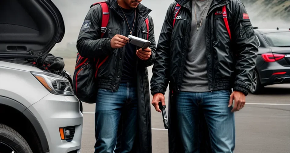 Fotos verificacao pneu carro viagem