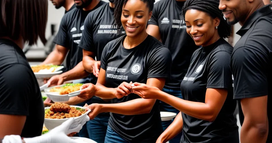 Fotos voluntarios igreja servindo refeicoes abrigo