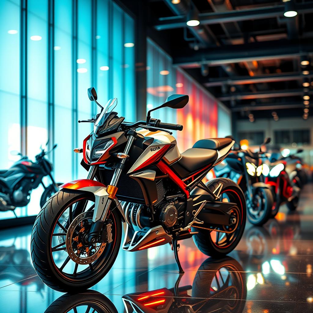 Painel digital colorido de uma moto moderna exibindo informações de navegação e conectividade.