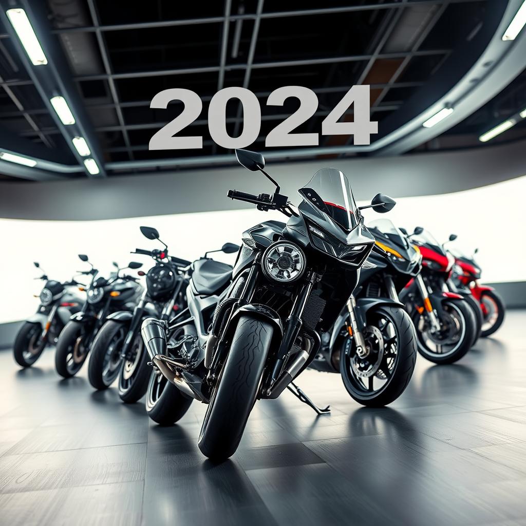 Nova moto sendo apresentada em um evento de lançamento, com foco no design e tecnologia.