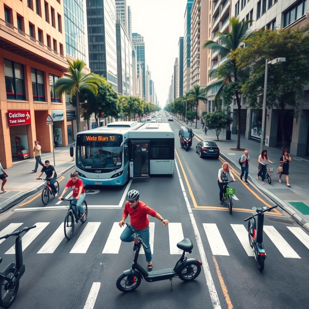 image Grupo diverso de pessoas usando transporte público acessível, incluindo idosos e pessoas com mobilidade reduzida, simbolizando o objetivo de inclusão social da mobilidade urbana legal.